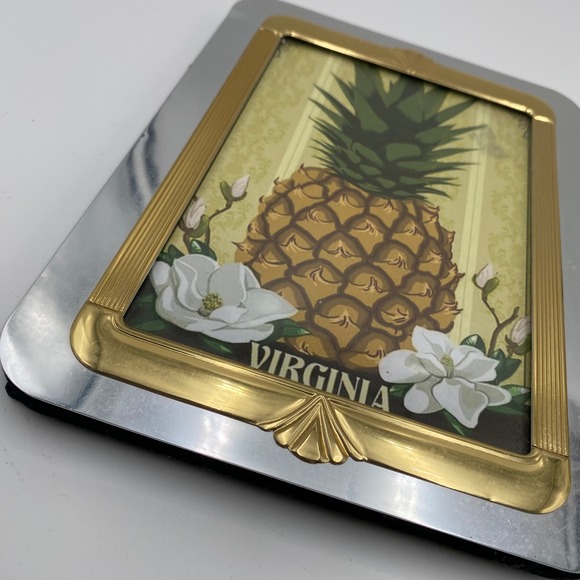 Two Tone Metal Picture Frames Set of 2 Vintage Gold Silver Art Deco 5x7 Photo - Picture 4 of 6